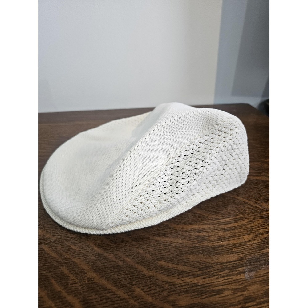 Kangol Hat Flat Cap Fitted Mens Medium White Diamond‎ Mesh Huntsman II Summer